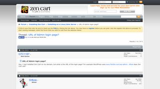 URL of Admin login page? - Zen Cart