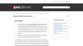 Password Reset & Login Issues – Zen Planner Support