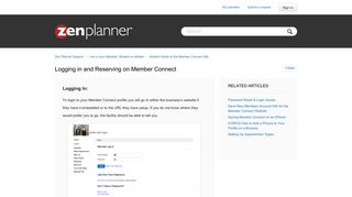 Logging in and Reserving on Member Connect – Zen Planner Support