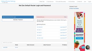 Net Zen Default Router Login and Password - Clean CSS