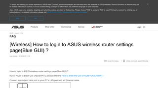 How to login to ASUS wireless router settings page(Blue GUI)