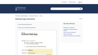 Webmail Login Instructions – The Michener Institute Helpdesk
