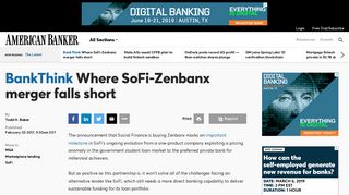 Where SoFi-Zenbanx merger falls short | American Banker