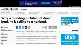 Why a founding architect of direct banking is selling to a nonbank ...