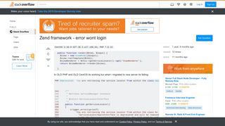 Zend framework - error wont login - Stack Overflow