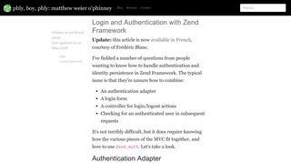 phly, boy, phly :: Login and Authentication with Zend Framework