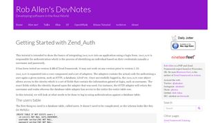 Getting Started with Zend_Auth – Rob Allen's DevNotes - Akrabat