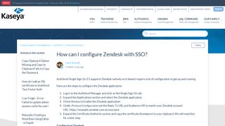 How can I configure Zendesk with SSO? – Kaseya Support ...