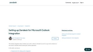 Setting up Zendesk for Microsoft Outlook Integration – Zendesk Support
