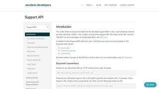 Introduction - Support API - Zendesk Developer Portal