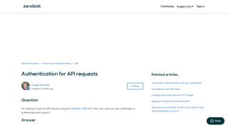 Authentication for API requests – Zendesk Support