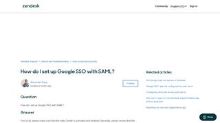 How do I set up Google SSO with SAML? – Zendesk Support