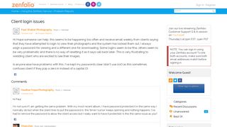 Client login issues — Zenfolio Forums