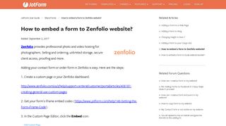 How to embed a form to Zenfolio website? | JotForm