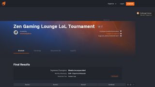 Zen Gaming Lounge LoL Tournament - Challonge