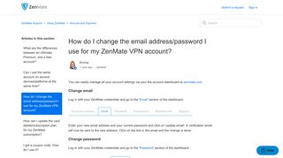 How do I change the email address/password I use for my ZenMate ...