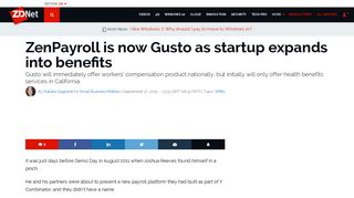 ZenPayroll is now Gusto as startup expands into benefits | ZDNet