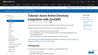 Tutorial: Azure Active Directory integration with ZenQMS | Microsoft Docs
