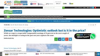 Zensar Technologies: Optimistic outlook but is it in the price ...