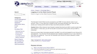 Logging-in to the Web Control Panel « Zenutech