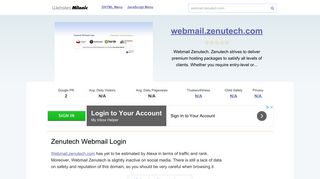 Webmail.zenutech.com website. Zenutech Webmail Login.