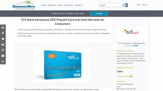TCF Bank Introduces ZEO Prepaid Card and Cash Services for ...