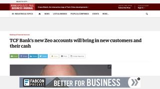 TCF Bank's new Zeo accounts will bring in new customers and their cash