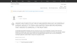 URGENT HELP! NEED TO GET RID OF MACKEEPER… - Apple Community ...
