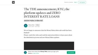 The TDE announcement; KYC; the platform updates and ZERO ...