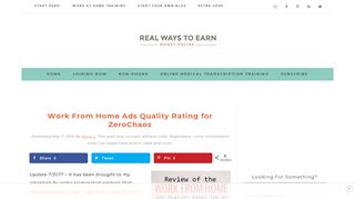 Work From Home Ads Quality Rating for ZeroChaos - Real Ways to Earn
