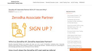 Zerodha AP, Associate Partner SIGN UP ! How and Why?