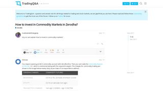 How to invest in Commodity Markets in Zerodha? - Zerodha - Trading ...