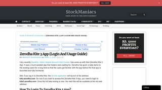 Zerodha Kite 3 App (Login And Usage Guide) | StockManiacs