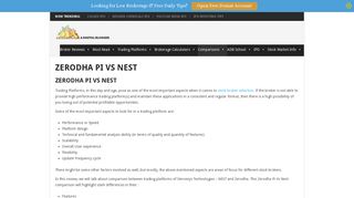 Zerodha Pi Vs NEST | Terminal Applications | Software Comparison