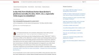 Is the NSE Now Platform better than Broker's platform (zerodha PI ...