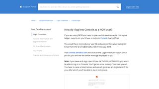 How do I log into Console as a NOW user? - Support - Zerodha