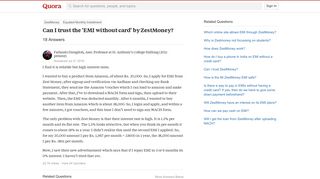 Can I trust the 'EMI without card' by ZestMoney? - Quora