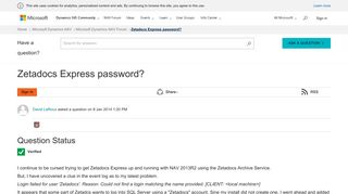Zetadocs Express password? - Microsoft Dynamics NAV Forum ...