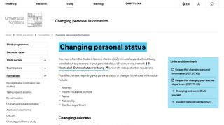 Changing personal information - Universität Konstanz