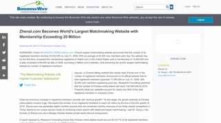 Zhenai.com Becomes World's Largest Matchmaking Website with ...