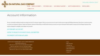 Account Information – Zia Natural Gas Company