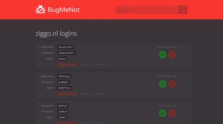 ziggo.nl logins - BugMeNot