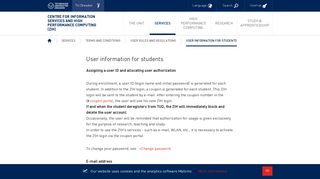 User information for students — Centre for Information Services and ...