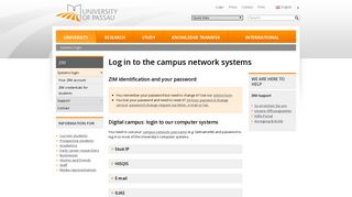 Log in to the campus network systems - University of Passau