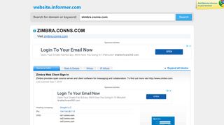 zimbra.conns.com at WI. Zimbra Web Client Sign In - Website Informer