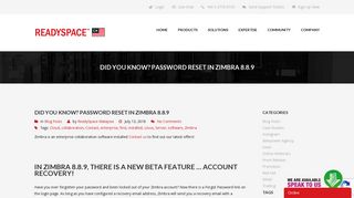 Did You Know? Password Reset in Zimbra 8.8.9 - ReadySpace Malaysia