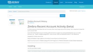 Zimbra.org: Zimbra Account History