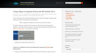 8 Easy Steps to Integrate Zimbra with MS Outlook 2013 | Transmission