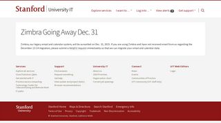 Zimbra Going Away Dec. 31 - University IT - Stanford University