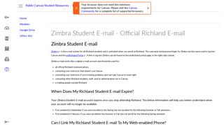 Zimbra Student E-mail - Official Richland E-mail: Public Canvas ...